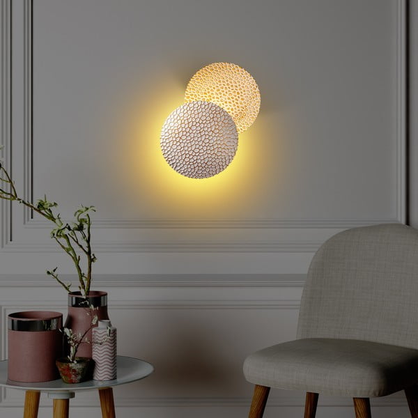LED стенна лампа в бяло и златисто ø 21 cm Yosma – Opviq lights-image-1