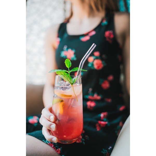 Комплект от 6 розови стъклени сламки за пиене, дължина 23 cm - Vialli Design-image-2