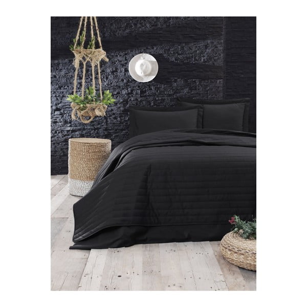 Черна светла ватирана покривка за легло , 220 x 240 cm Monart - Mijolnir