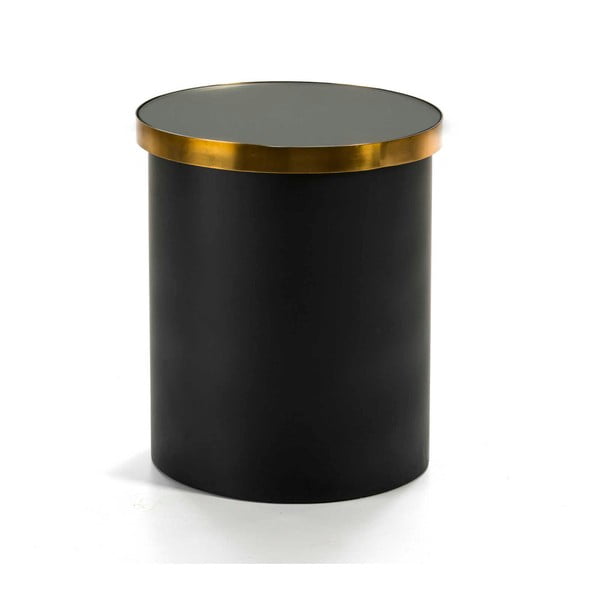 Černý odkládací stolek s detailem ve zlaté barvě Thai Natura, ⌀ 43 cm