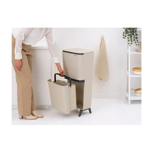 Бежово пластмасово кошче за боклук 25+10+10 l за рециклиране SortUp Recycle Hi – Brabantia-image-2