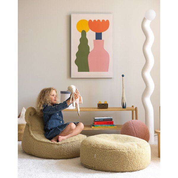 Зелен детски пуф от букле Round – Wigiwama-image-1