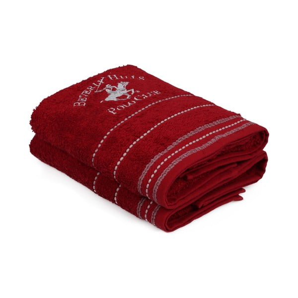 Комплект от 2 червени кърпи за ръце Polo Club, 50 x 90 cm - Beverly Hills Polo Club