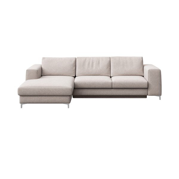 Светлосив разтегателен ъглов диван с място за съхранение от букле (ляв ъгъл) Rene – Rodier