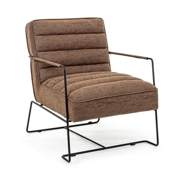 Кафяво кресло от изкуствена кожа Brianna – Bizzotto