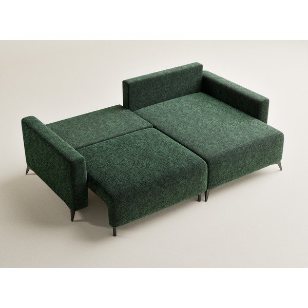 Тъмнозелен шенилов сгъваем/с място за съхранение ъглов диван (десен ъгъл) Leon – Maison de Rêve-image-3