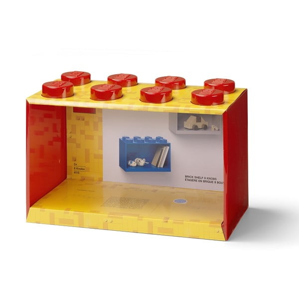 Детски червен стенен рафт Brick 8 - LEGO®-image-1