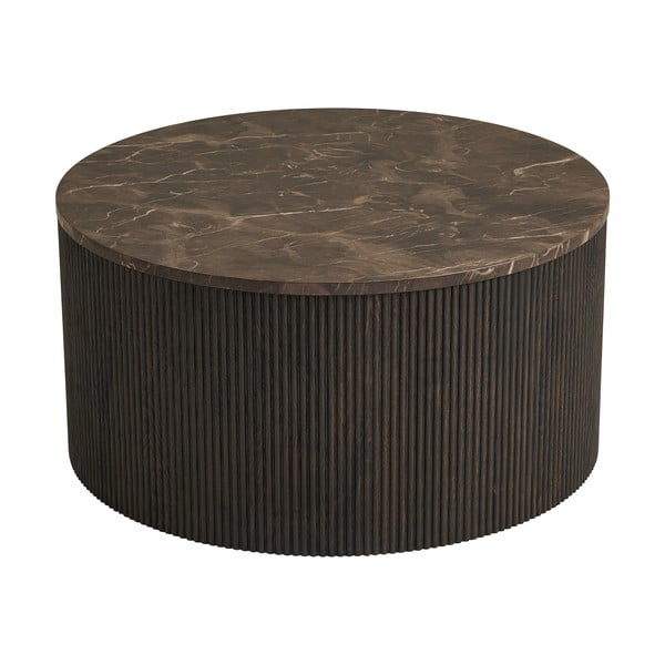 Тъмнокафява кръгла масичка за кафе с плот от имитация на мрамор ø 80 cm Rota – House Nordic