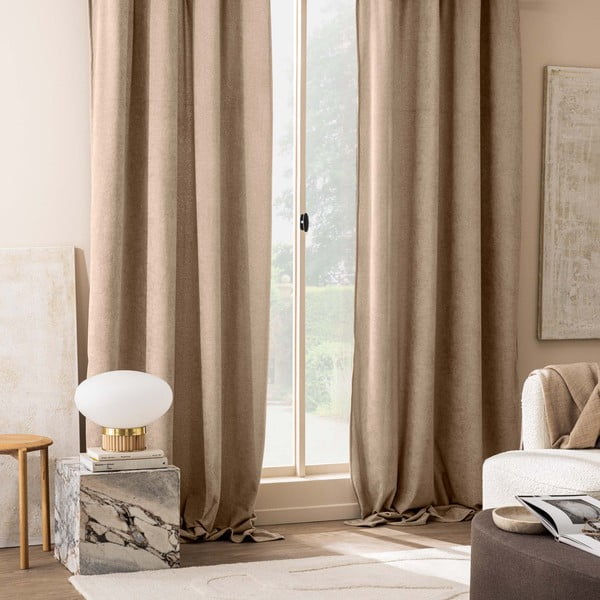Светлокафяво перде от букле 140x260 cm Winona – douceur d'intérieur-image-1