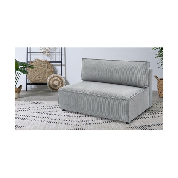 Светлосив модул за диван от велур, централна част Nihad modular - Bobochic Paris-image-1