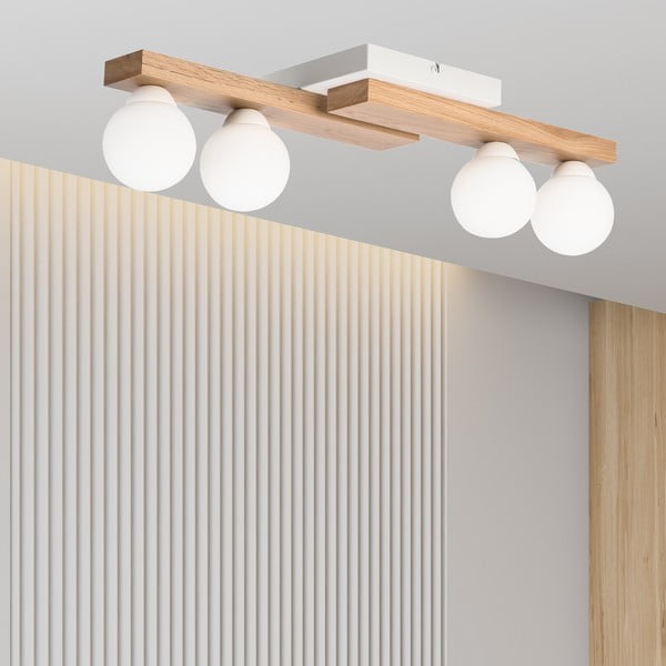 Бяло и естествено осветително тяло за таван със стъклен абажур ø 12 cm Cortina – LAMKUR-image-4