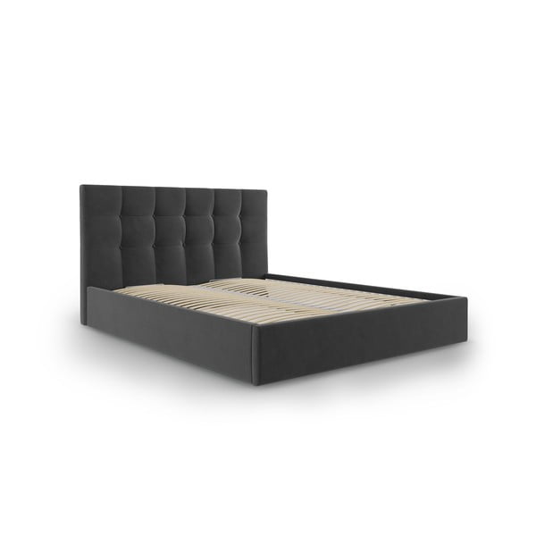 Тъмно сиво кадифено двойно легло , 140 x 200 cm Nerin - Mazzini Beds