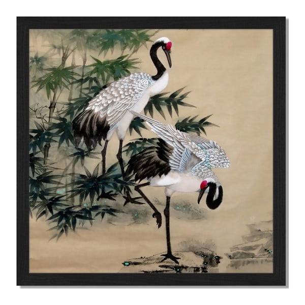 Obraz v rámu Liv Corday Asian Orietnal Cranes, 40 x 40 cm