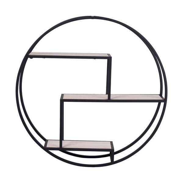 Черен/естествен на няколко нива стенен рафт от масивна Пауловния 62 cm Rotterdam – House Nordic-image-2