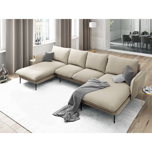 Бежов U-образен диван Vienna - Cosmopolitan Design-image-1
