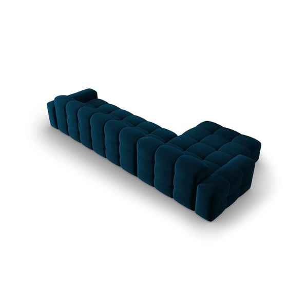 Тъмносин ъглов диван от кадифе (ляв ъгъл) Kendal - Micadoni Home-image-4