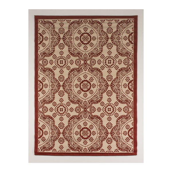 Červeno-béžový koberec vhodný do exteriéru Casa Sisal, 150 x 80 cm