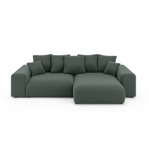 Тъмнозелен разтегателен ъглов диван с място за съхранение (променлив) Luma – Ropez