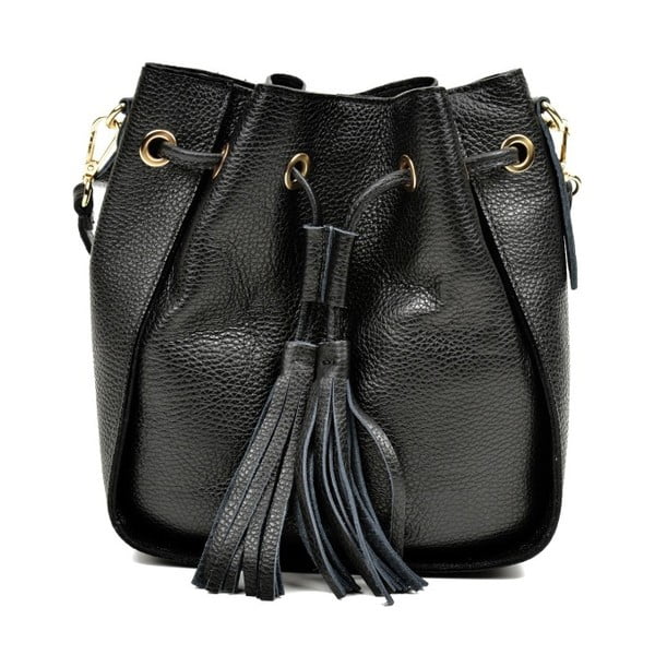 Черна кожена чанта Jessie - Carla Ferreri