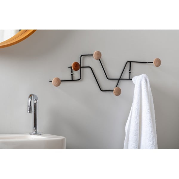 Черна метална стенна закачалка Zig Zag - PT LIVING-image-1
