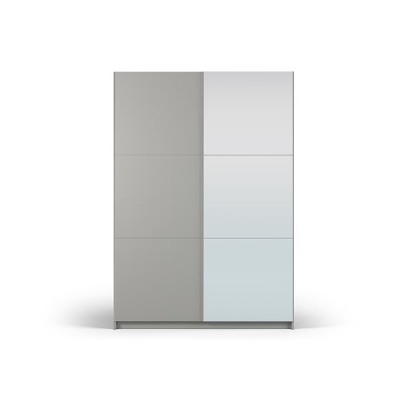 Сив гардероб с огледало и плъзгащи се врати 151x215 cm Lisburn - Cosmopolitan Design
