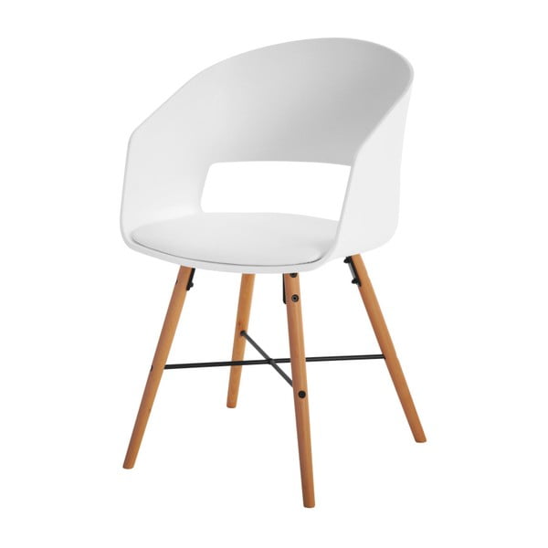 Бял трапезен стол с букови крака Luna - Interstil