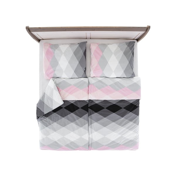 Розово и сиво крепирано спално бельо за единични легла 140x200 cm Top Class - B.E.S.-image-1