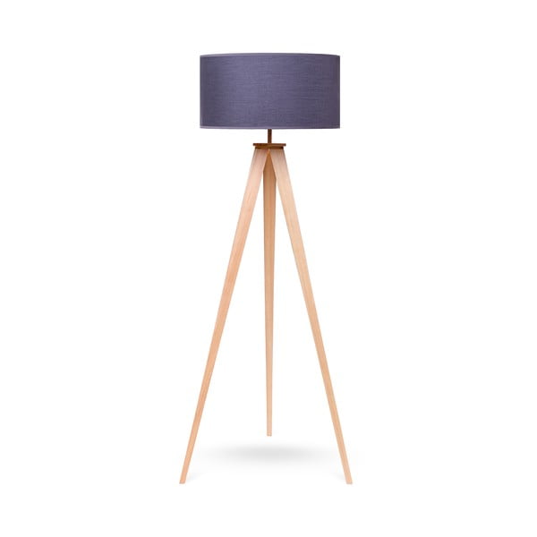 Подова лампа с дървени крака и сив абажур Karol - Bonami Essentials