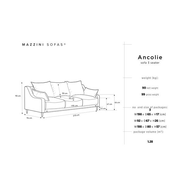 Бежов разтегателен диван с място за съхранение Ancolie, 215 cm - Mazzini Sofas-image-1