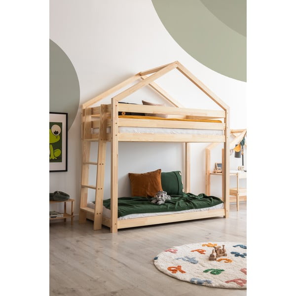 Двуетажно легло от борова дървесина 90x200 cm в естествен цвят Mila DMPB - Adeko-image-1