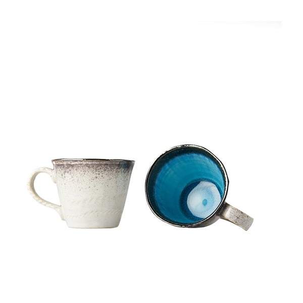 Синя и бяла керамична чаша , 250 ml - MIJ