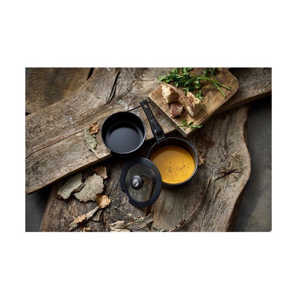 Алуминиев комплект тигани с подвижна дръжка 2 бр. с капак и незалепващо покритие 2,4 l – Holm-image-1