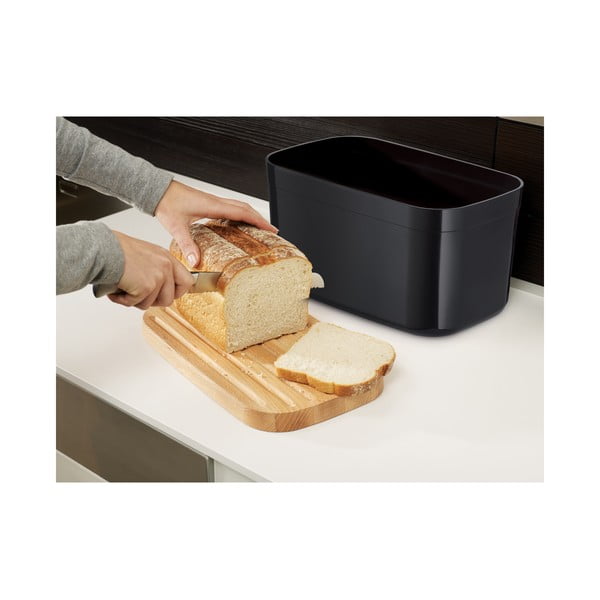 Черен кош за хляб с дървен капак - Joseph Joseph-image-2