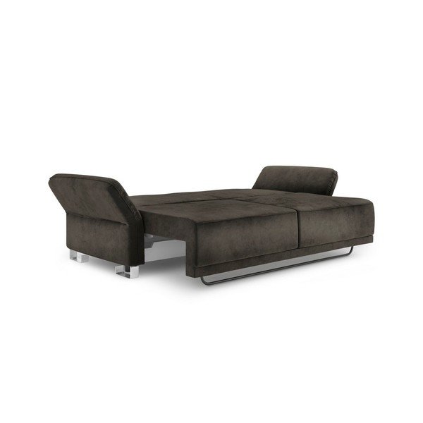 Тъмнокафяв триместен разтегателен диван с кадифена покривка Pyxis - Windsor & Co Sofas-image-4