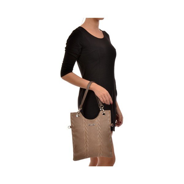 Бежова кожена чанта Mangotti Casmina - Mangotti Bags-image-4
