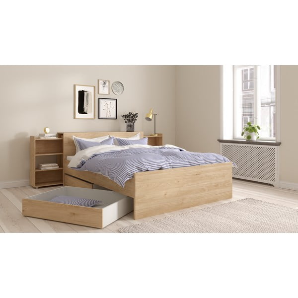 Двойно легло от дъбов декор  без ламелно дъно в естествен цвят 140x200 cm Naia – Tvilum-image-3