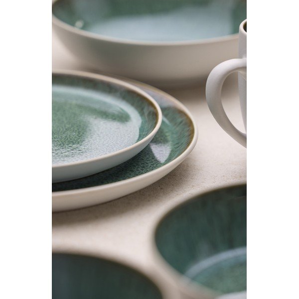 Бяла/зелена десертна глинена чиния ø 21 cm Gastro White/Green – Bitz-image-1