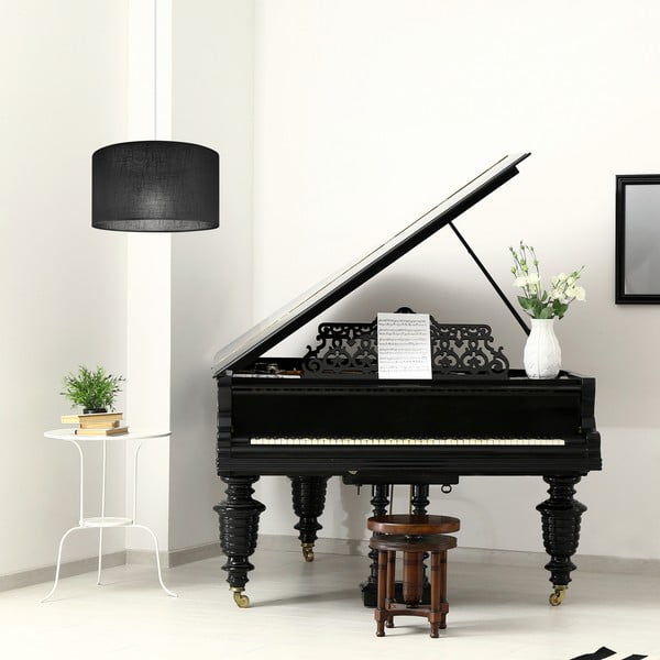 Черна висяща лампа с текстилен абажур ø 35 cm Vivian - LAMKUR-image-2