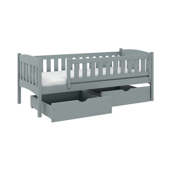 Детско легло от сива борова дървесина с място за съхранение 80x200 cm Gucio - Lano Meble