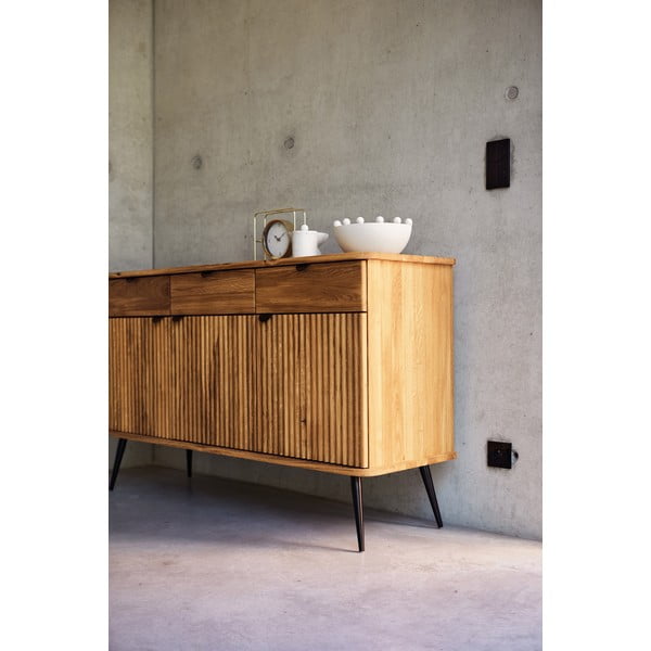 Нисък скрин от дъбова дървесина в естествен цвят 144x87 cm Kula - The Beds-image-1