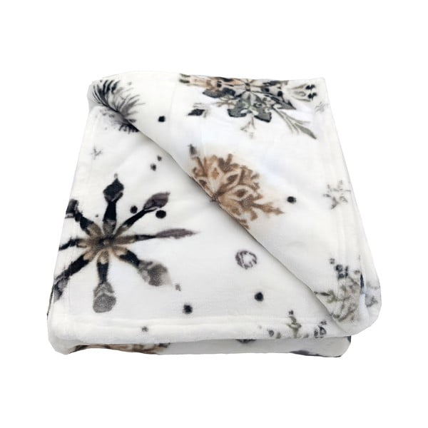 Бяло одеяло с коледен мотив от микроплюш 150x200 cm Nord Flake – My House