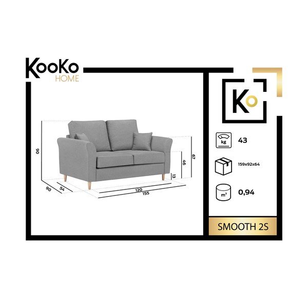 Розов двуместен диван Smooth - Kooko Home-image-1