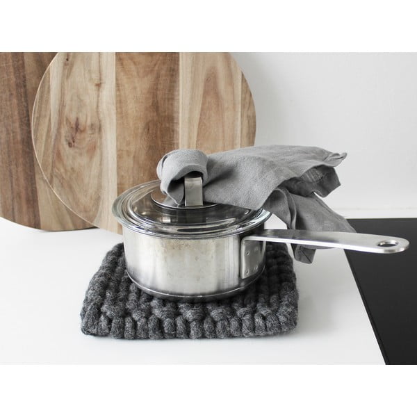 Антрацитна подложка от плетена вълна Braider Coaster, 20 x 20 cm - Wooldot-image-1