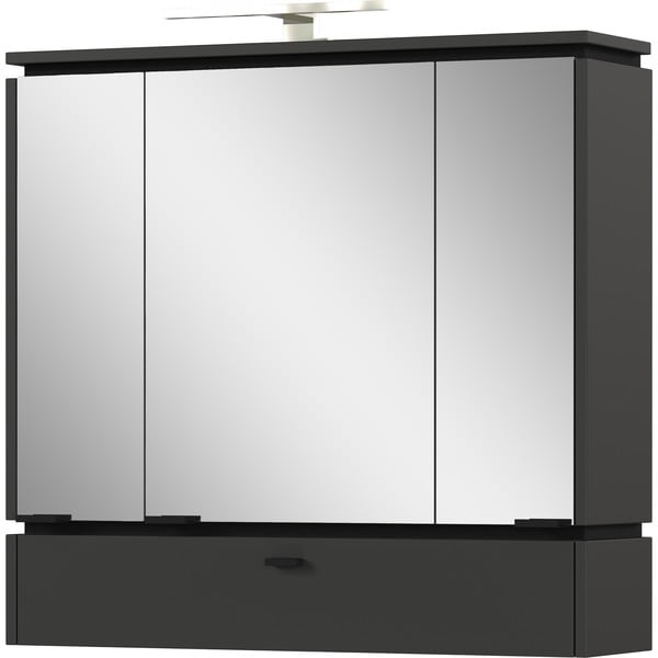 Антрацитен шкаф за баня с огледало и осветление 79x80 cm Modesto - Germania-image-1