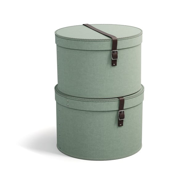 Картонени кутии за съхранение с капаци в комплект от 2 бр. в цвят мента ø 37,5x25,5 cm Rut – Bigso Box of Sweden