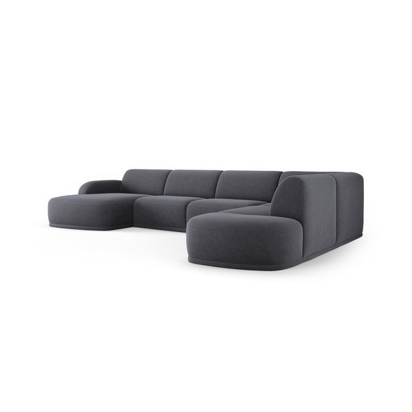 Сив кадифен ъглов диван Erin – Micadoni Home-image-3