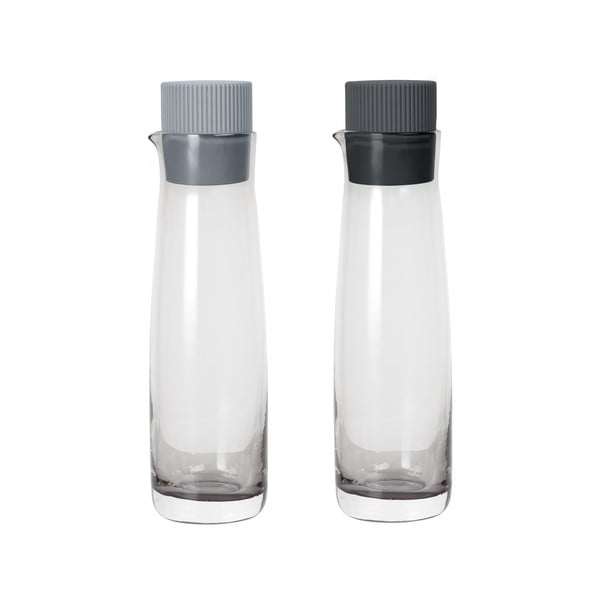 Комплект от 2 бутилки за оцет и олио със сиви силиконови капачки - Blomus