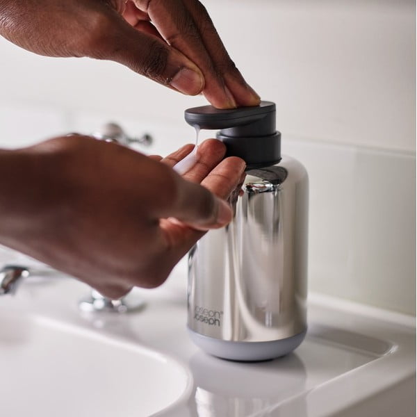 Дозатор за сапун от неръждаема стомана в блестящо сребристо 300 мл EasyStore Luxe - Joseph Joseph-image-1