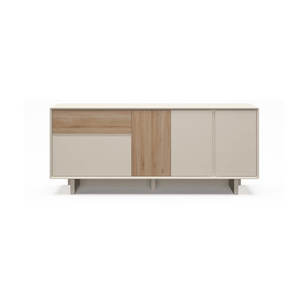 Скрин от дъбов декор В бежов и естествен цвят 180x76x45 cm Carpi – Marckeric