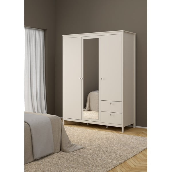 Сиво-бежов гардероб с огледало 150x199x58 cm Madrid – Tvilum-image-1
